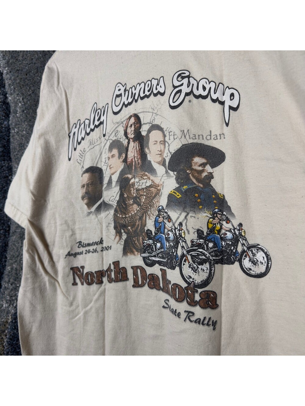 Vintage 2001 Harley Davidson HOG Rally Tee Mens L Cream ND